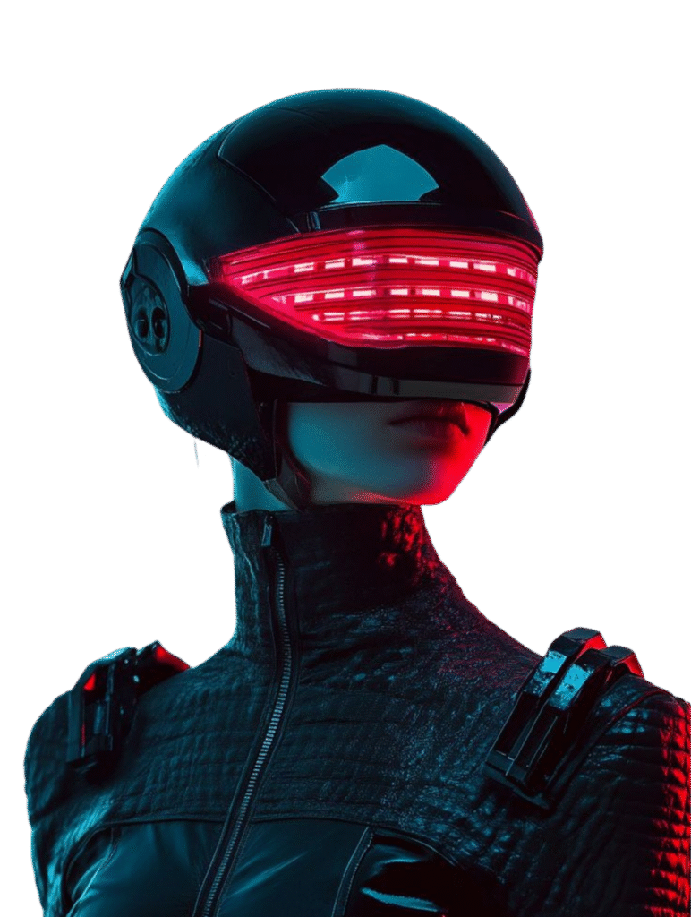 Agent IA autonome AAAS — casque néon futuriste